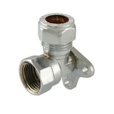 Chrome Compression 22mm x 3/4" Wall Plate Elbow
