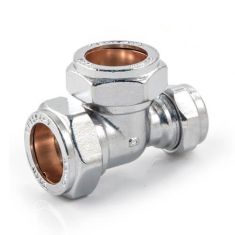 Chrome Compression 22mm x 15mm x 22mm One End Reducing Tee